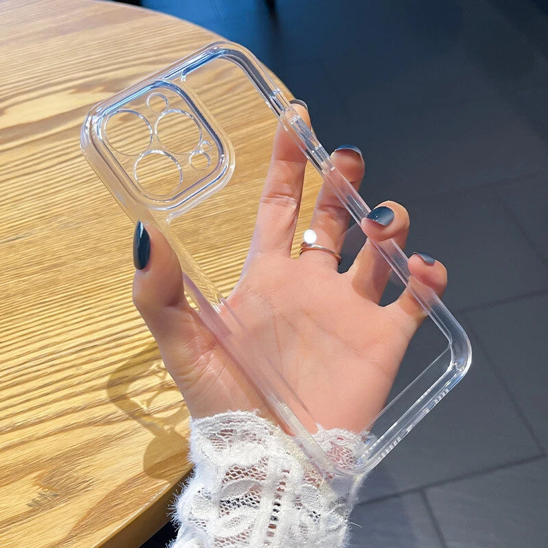 Shockproof Clear Silicone Case For iPhone 13 14 15 16 17 Pro Max Plus Back Cover