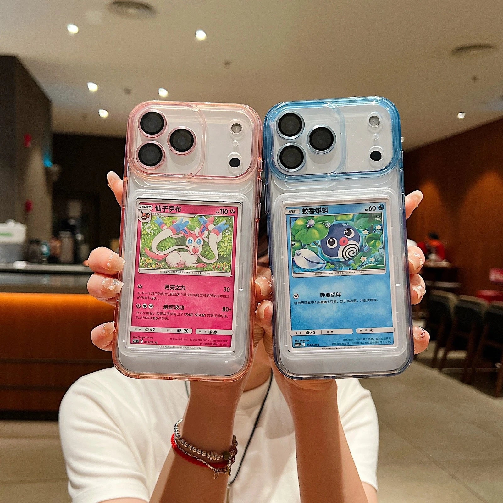 suitable for iPhone 16/17 Pro max phone showcase Pokémon card, anti-drop 64*90MM