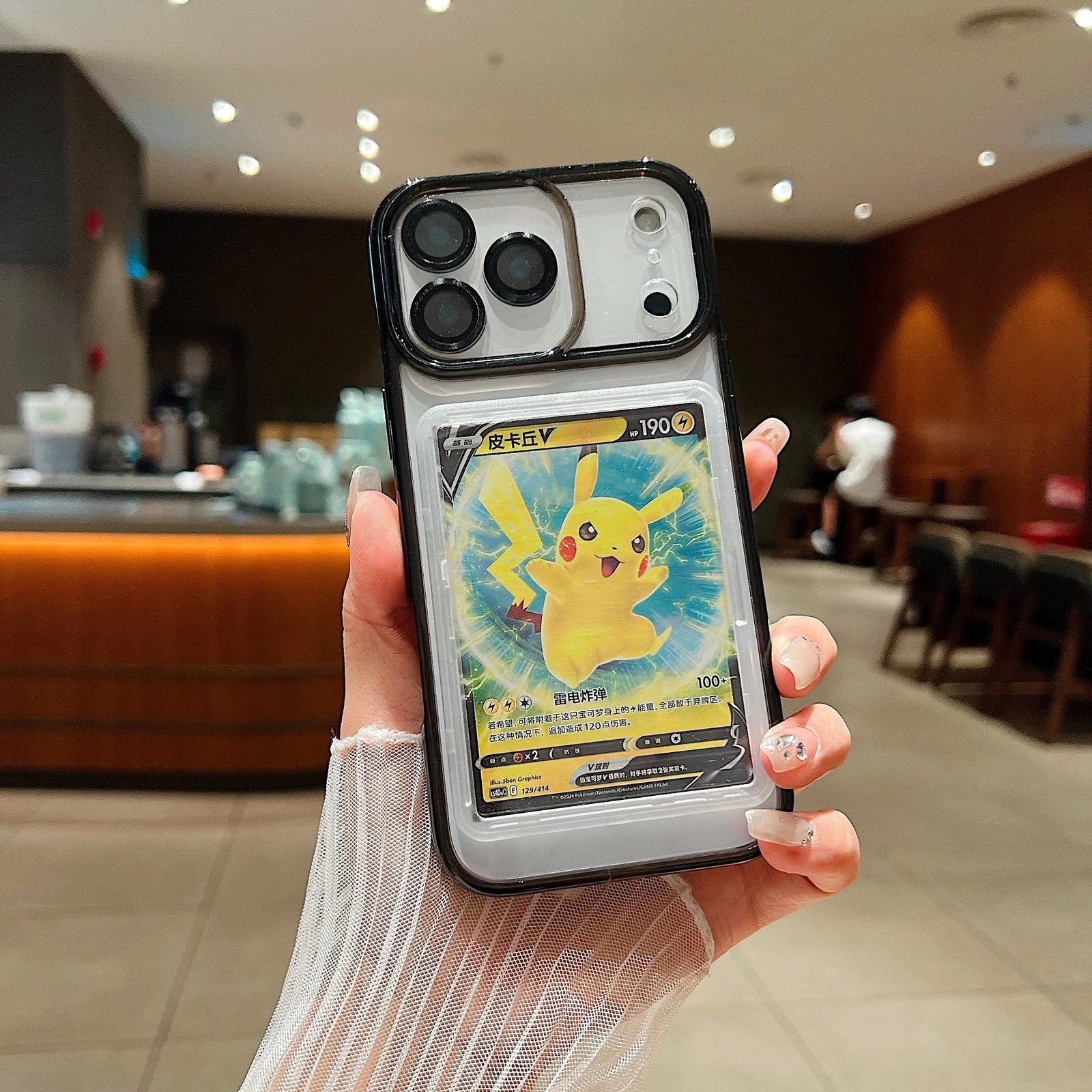 suitable for iPhone 16/17 Pro max phone showcase Pokémon card, anti-drop 64*90MM