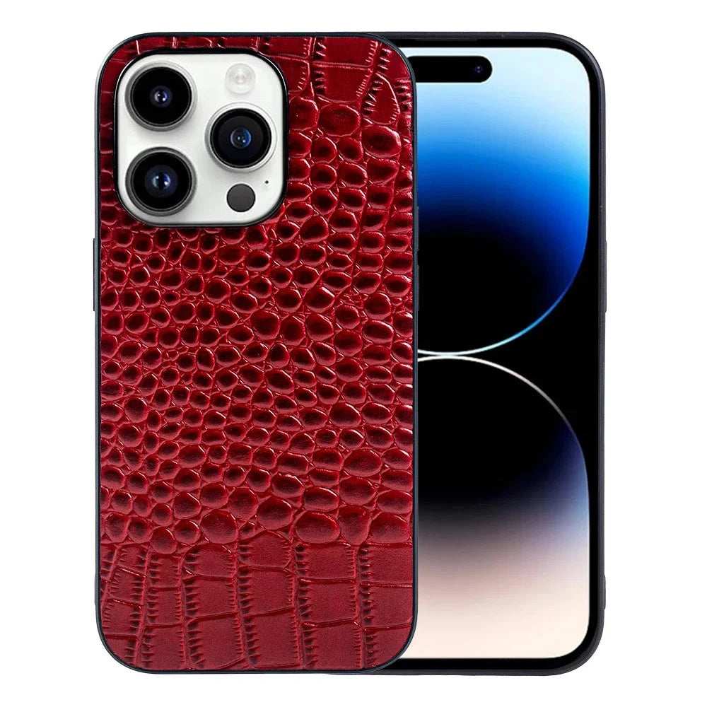 Genuine Cowhide Leather Phone Case for iPhone 17 Air 16 15 Plus 14 Pro Max Cover