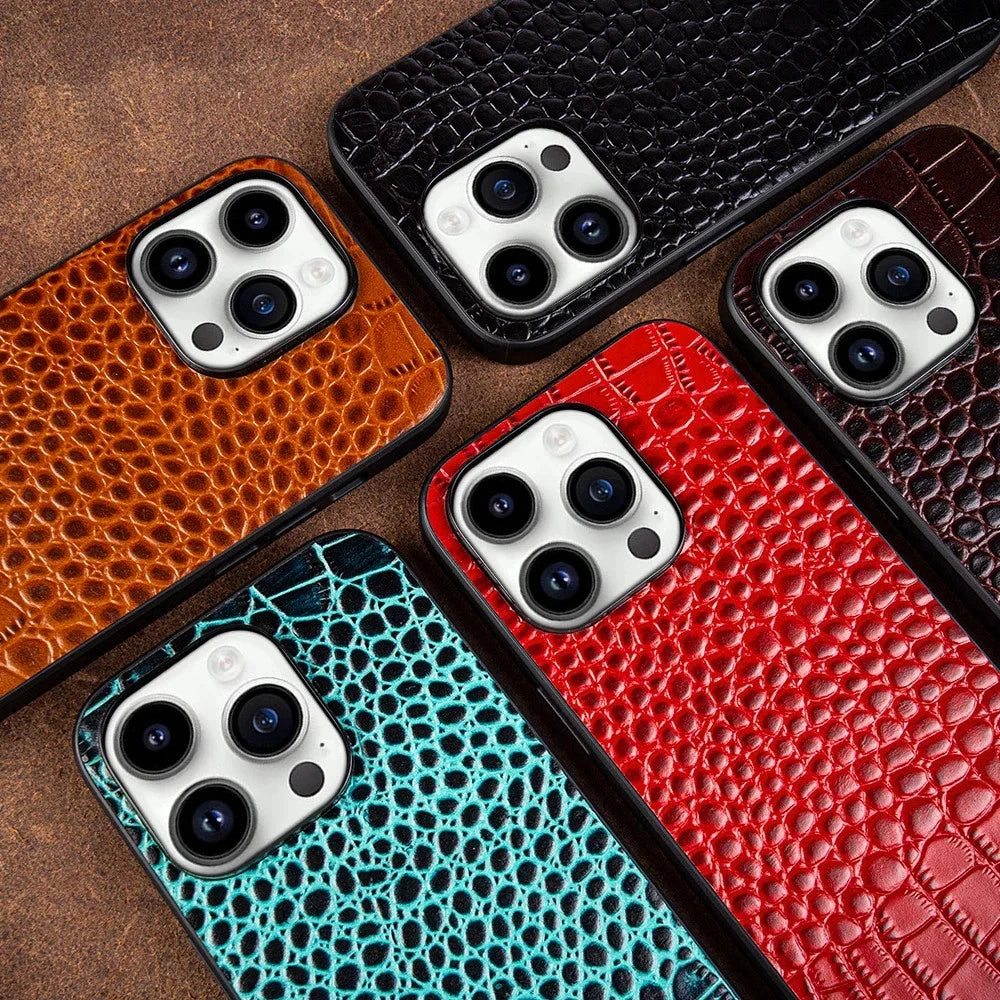 Genuine Cowhide Leather Phone Case for iPhone 17 Air 16 15 Plus 14 Pro Max Cover